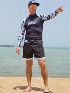 BoardShorts BejkRoll Outline 3/4 - modrá/čierna