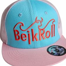 Kšiltovka BejkRoll Snap Trucker Wave logo - růžová/tyrkysová