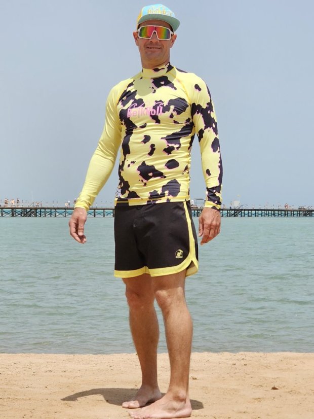 BoardShorts BejkRoll Outline 3/4 - žlutá/černá - Velikost: 38