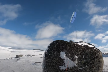 Bruno snowkite freeride na Aubrac 2023
