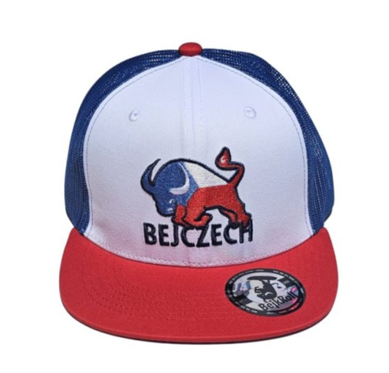 Kšiltovka BejkRoll Snap Trucker wave logo - White/Blue/Red