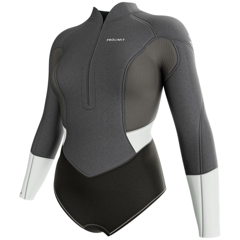 Dámský neoprén 2/2 mm PROLIMIT Shorty Front V-Zip - Grey/Silver - Dámská Velikost: L