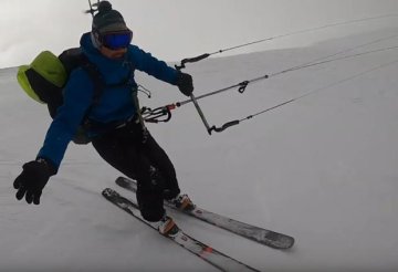 Unexpected Snowkite ride - video