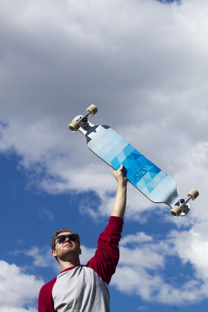 Longboard Atom Drop Deck - 39" Blue Triangles