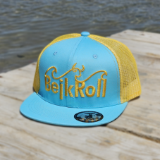 Kšiltovka BejkRoll Snap Trucker wave logo - Light Blue/Yellow