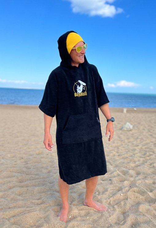 Pončo BejkRoll s kapsou - černé - Velikost: S