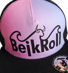 Šiltovka BejkRoll Snap Trucker Wave logo - ružová/čierna