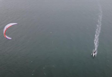 Trimaran kite boat testing by Sam Light