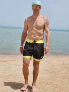 BoardShorts BejkRoll Outline 3/4 - žltá//čierna