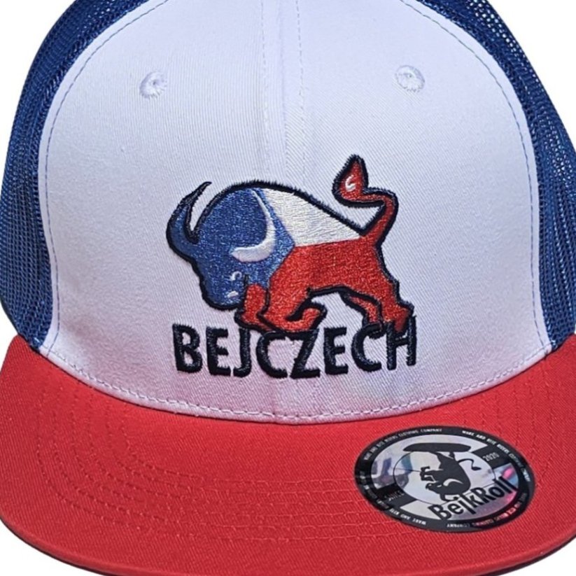 Kšiltovka BejkRoll Snap Trucker wave logo - White/Blue/Red