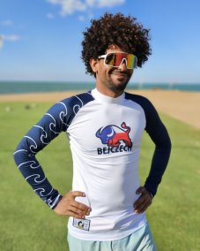 Lycra BEJKROLL Raglan style long sleeve - blue / white