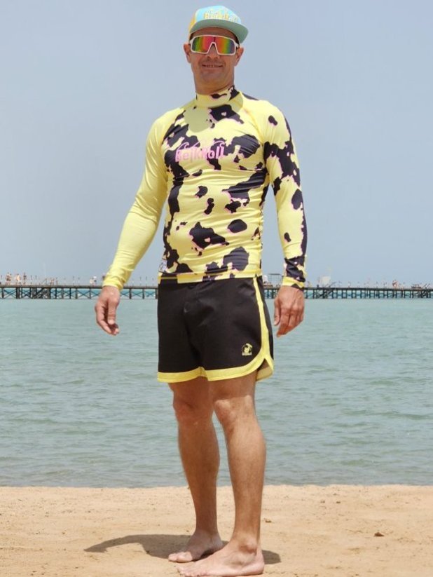 BoardShorts BejkRoll Outline 3/4 - žlutá/černá - Velikost: 34