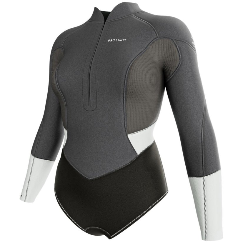 Dámský neoprén 2/2 mm PROLIMIT Shorty Front V-Zip - Grey/Silver - Dámská Velikost: L