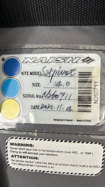 Kite NAISH S25 Pivot 14m only