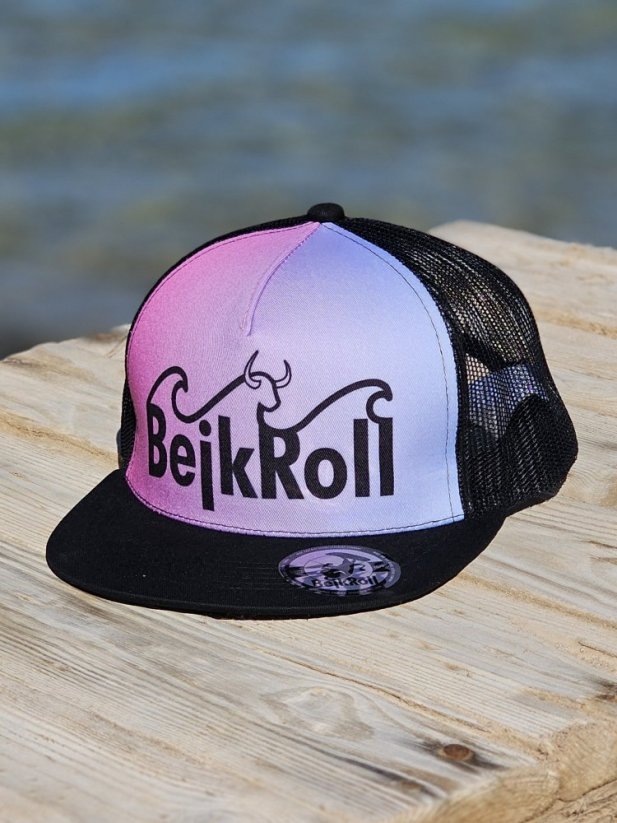 Kšiltovka BejkRoll Snap Trucker Wave logo - růžová/černá