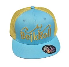 Kšiltovka BejkRoll Snap Trucker wave logo - Light Blue/Yellow