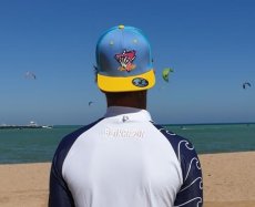 Kšiltovka BejkRoll Snap Trucker triangl logo - žlutá/modrá