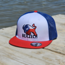 Kšiltovka BejkRoll Snap Trucker wave logo - White/Blue/Red
