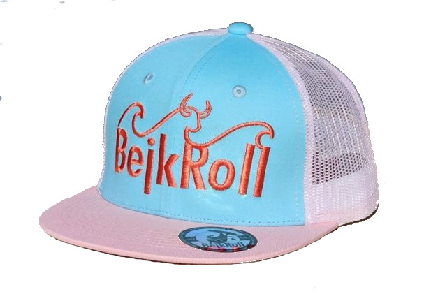 Kšiltovka BejkRoll Snap Trucker Wave logo - růžová/tyrkysová