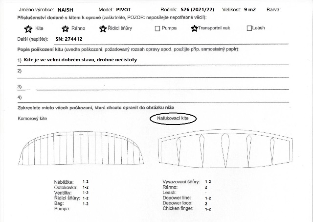 Kite NAISH S26 Pivot 9m only/komplet